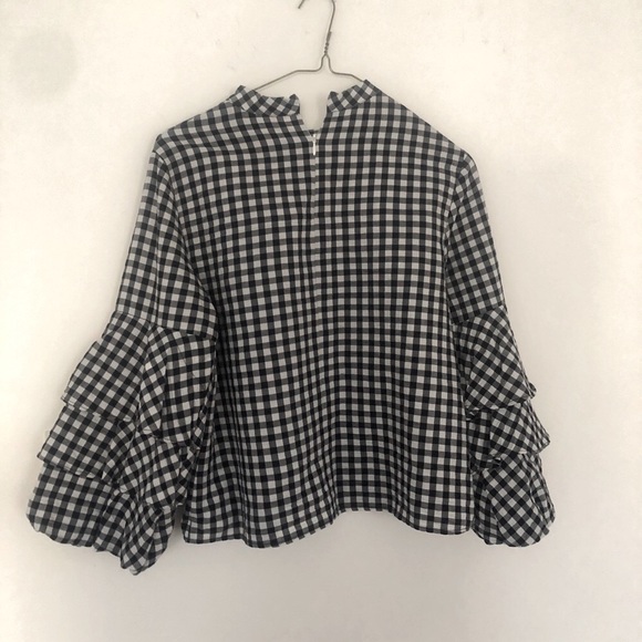 Zara Ruffle Sleeve Gingham blouse - Picture 3 of 5